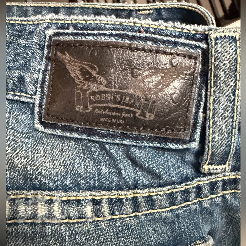 Robin's Jean Distressed Blue Denim with Studs size 42‎